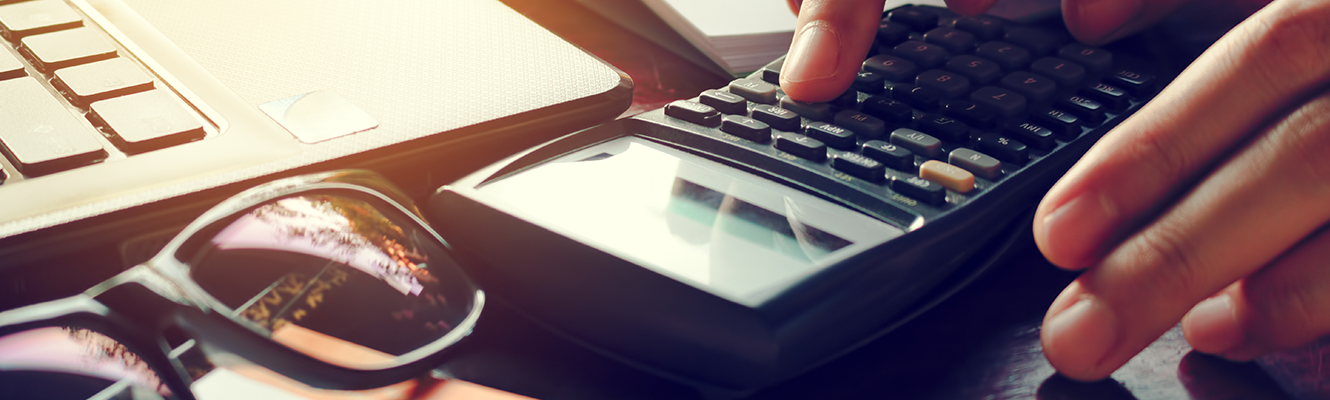 person using calculator